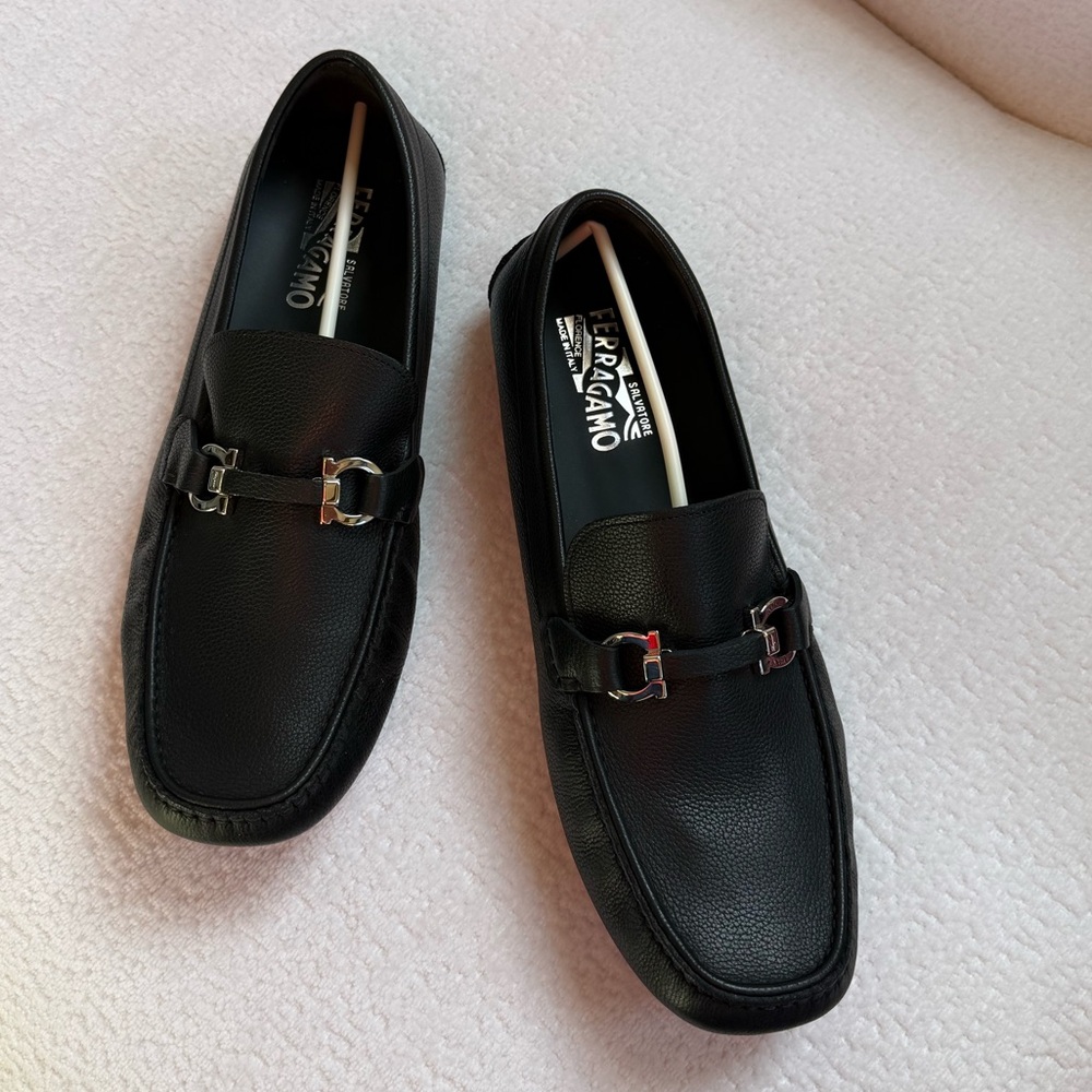 Authentic NWOT Salvatore Ferragamo Black Slip-On Loafers. NEVER WORN